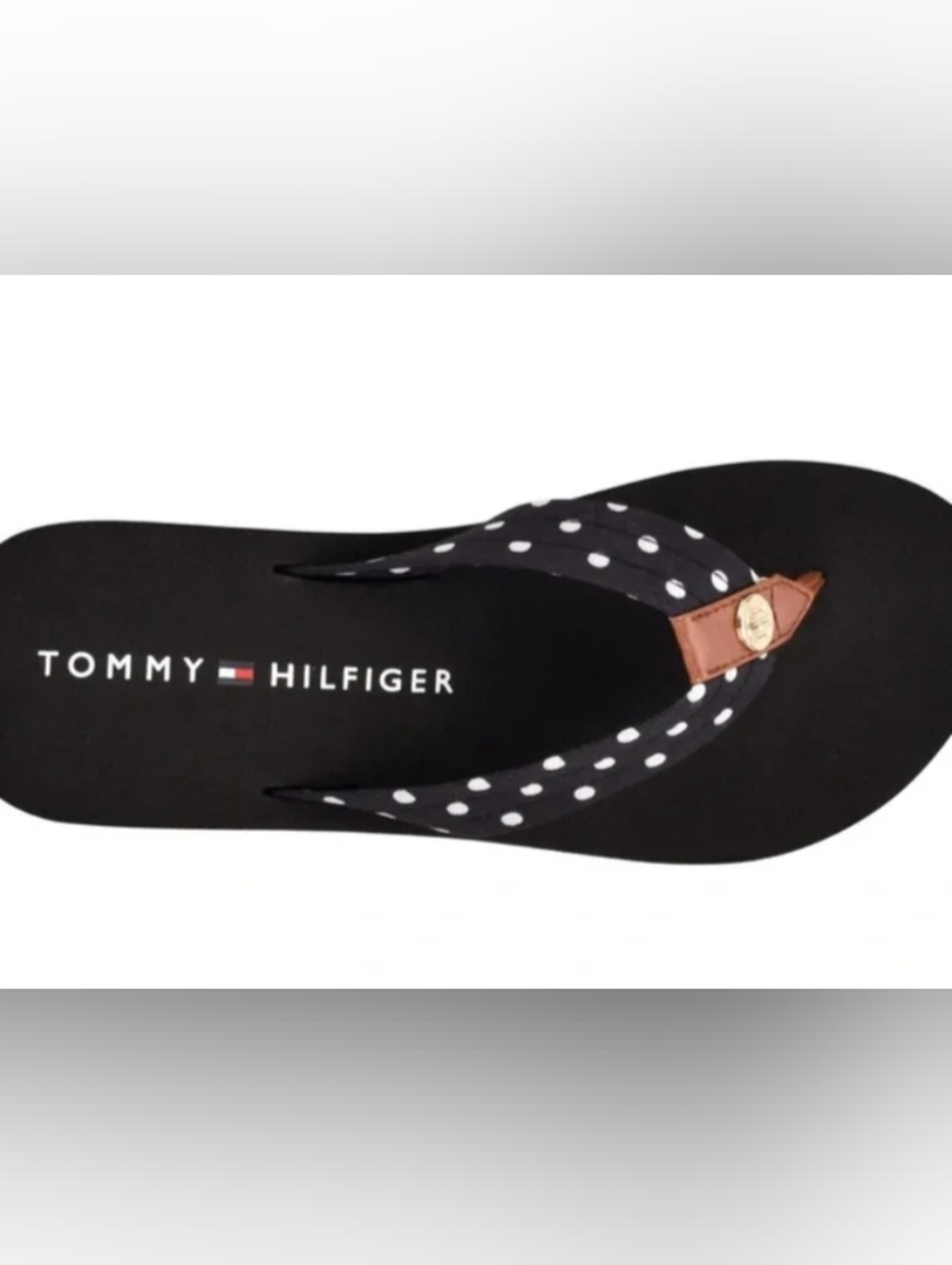 Tommy Hilfiger Flip Flops Womens ~8.5 Gray Polka Dot Thong Sandals Casual - Picture 2 of 9